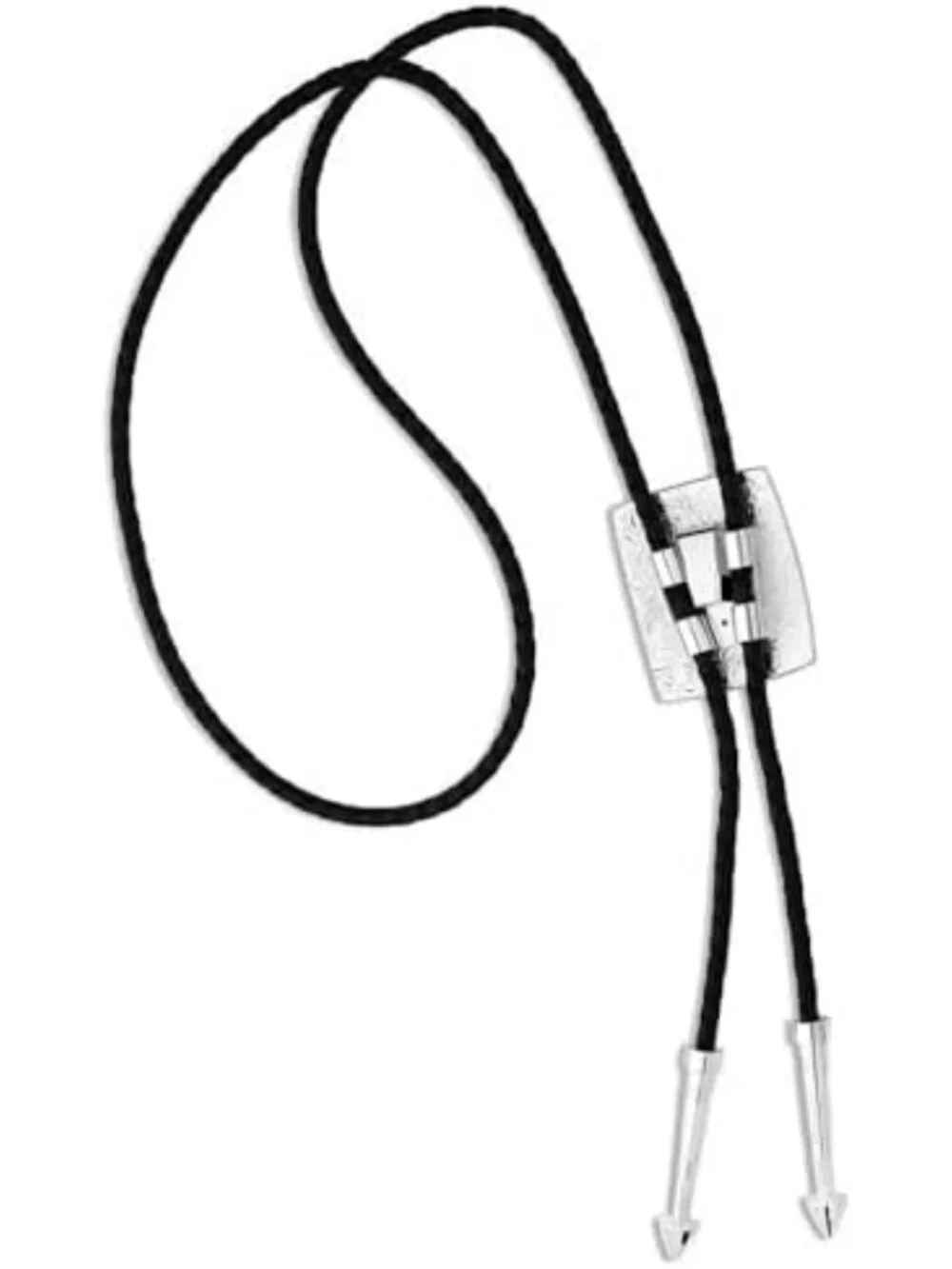 Southwestern Style Braided Leather Bolo Tie with Silver Arrow Tips - Western
